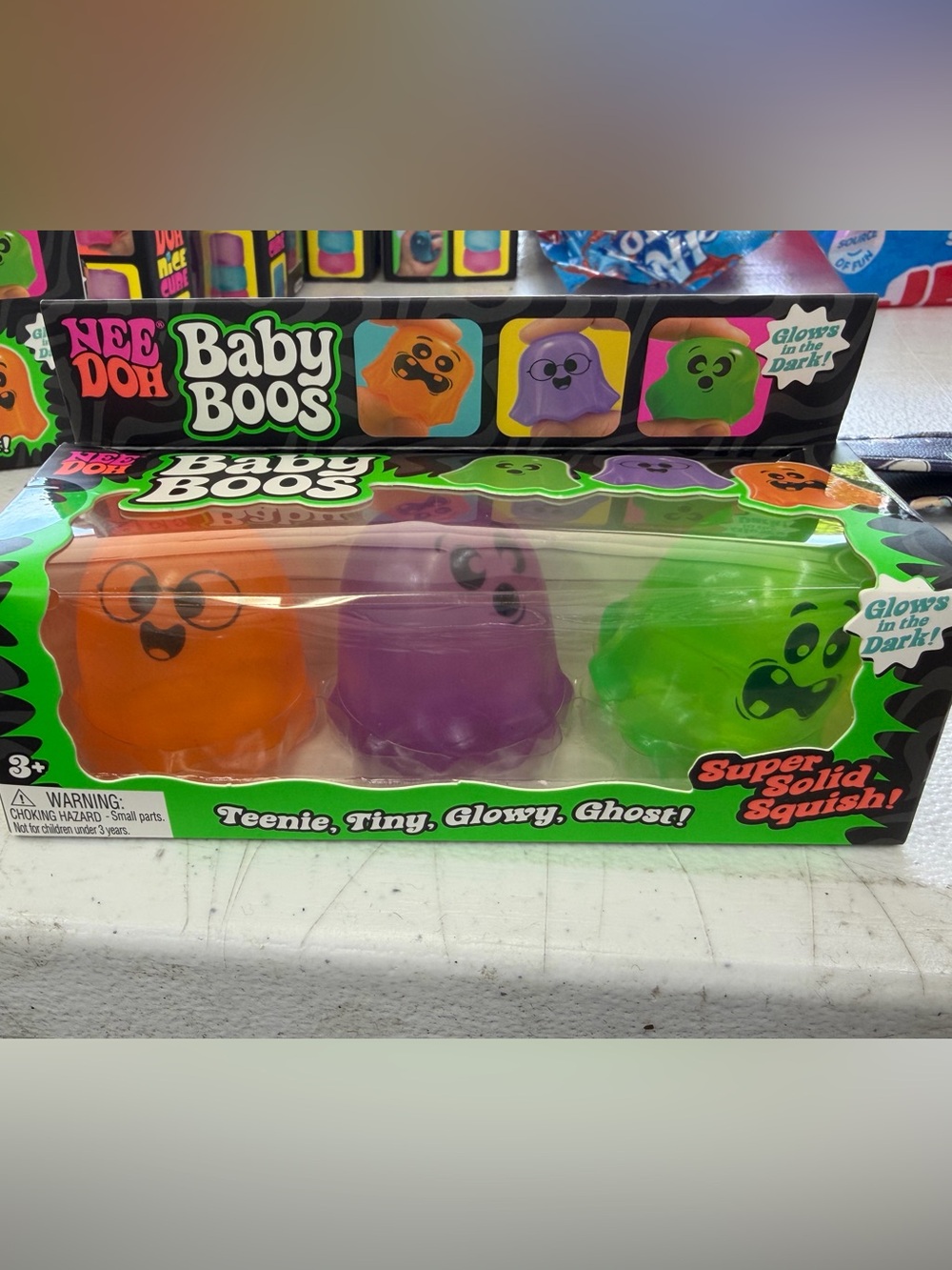 Nee Doh Baby Boos Glow Ghosts Trio - Orange, Purple & Green